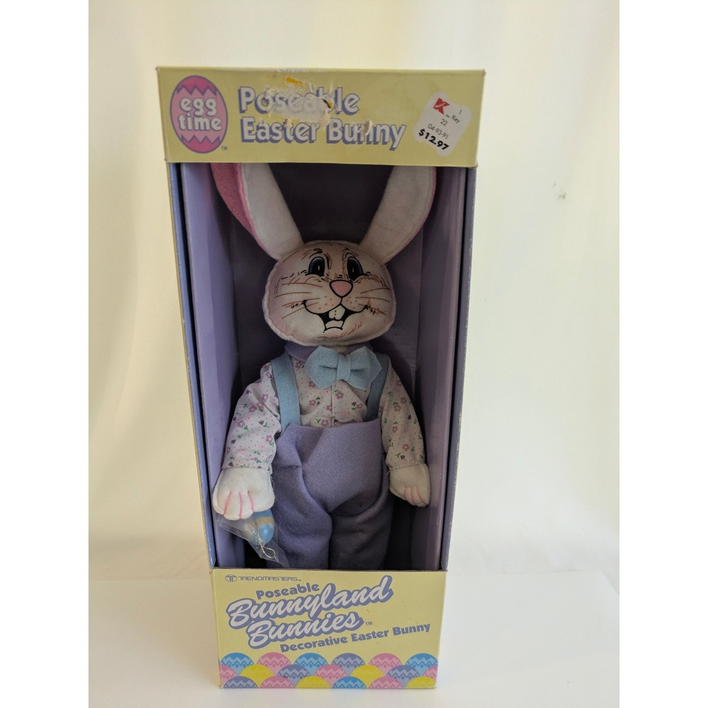 Vintage 1991 Trendmasters Poseable Bunnyland Bunnies Easter Bunny Purple 10501‎